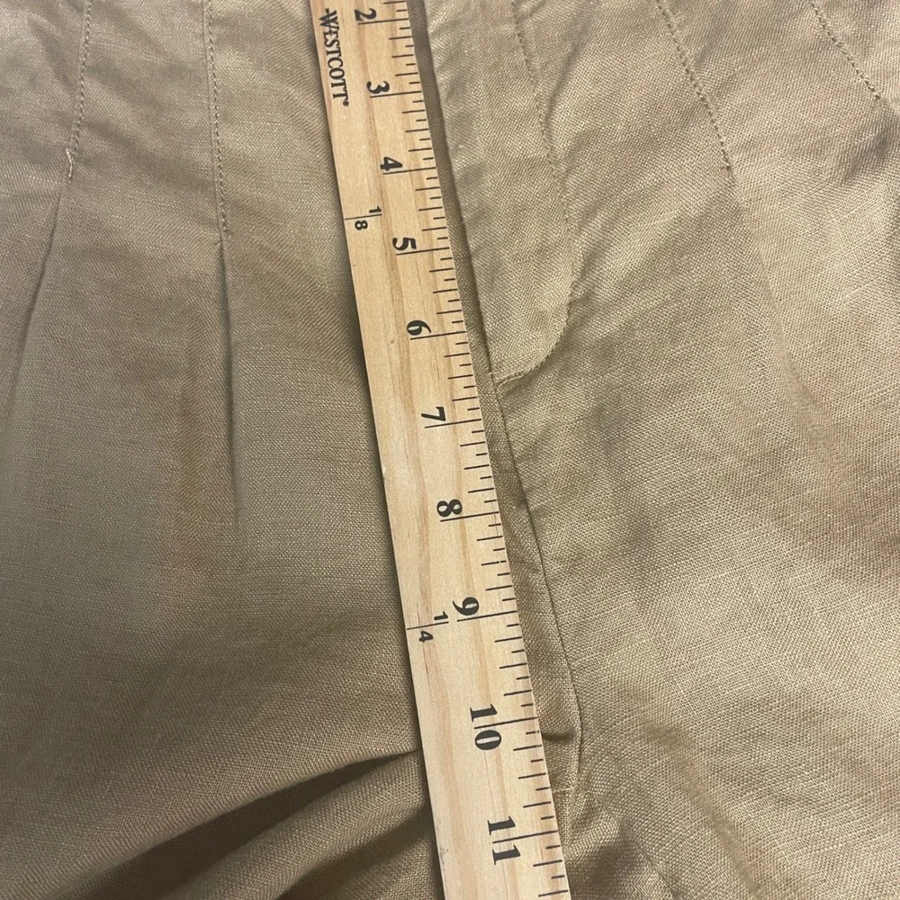 Banana Republic Pleated Linen Pants Womens 2 Iced Latte Brown High Rise Wide Leg